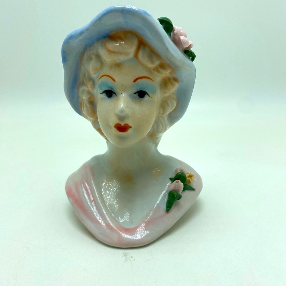 Vintage Hand Painted Lady Head Vase/Planter